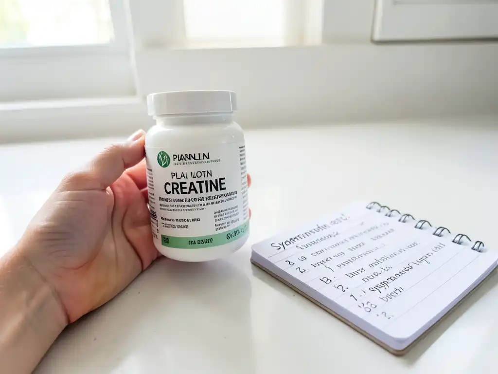 Checking a creatine supplement ingredient label after a skin rash