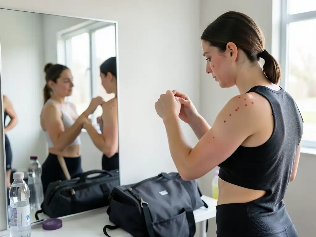 Small red bumps on the shoulder that may resemble a creatine skin rash